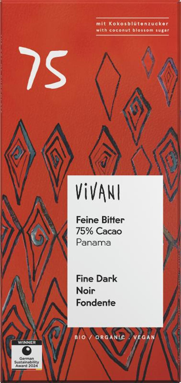 Produktfoto zu VIVANI Feine Bitter 75%  mit Kokosblütenzucker
