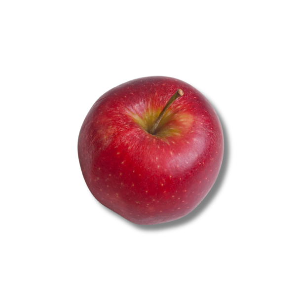 KI generiert: Ein roter Apfel auf weißem Hintergrund.