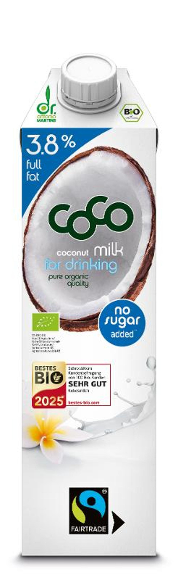 Produktfoto zu Kokosmilch zum Trinken 3,8%