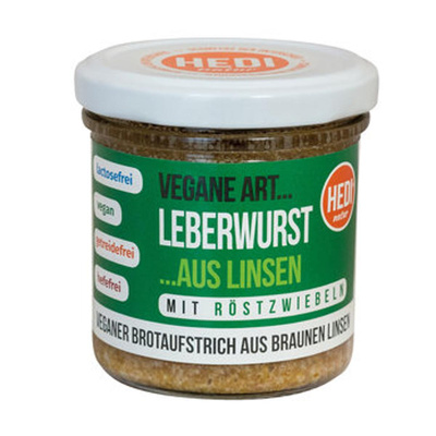 Produktfoto zu vegane Art Leberwurst mit Röstzwiebeln aus Linsen