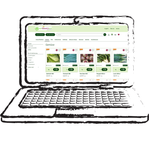 KI generiert: Das Bild zeigt eine große, rote Karotte, die schräg in einer weißen, rechteckigen Kiste steckt. Der zeichnerische Stil ist einfach und farbenfroh.