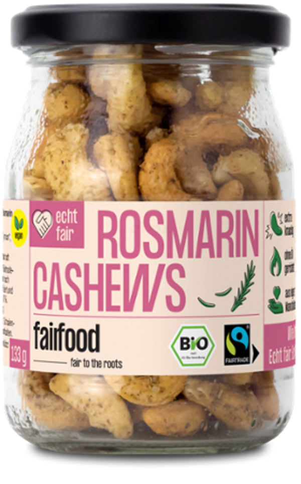 Produktfoto zu Faire Cashews mit Rosmarin geröstet