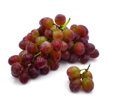 KI generiert: Ein Bund roter Trauben auf weißem Hintergrund.