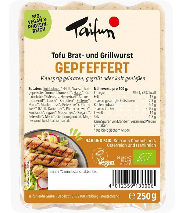 Produktfoto zu Tofu Brat- und Grillwurst gepfeffert 4St