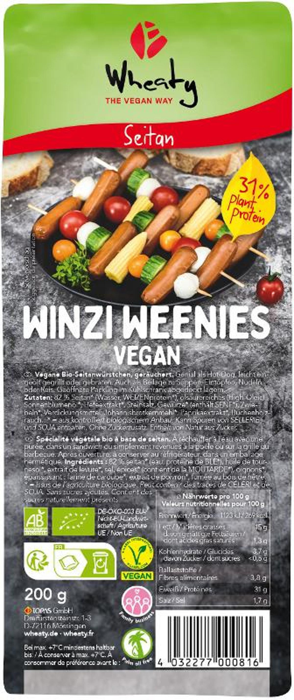 Produktfoto zu WHEATY Winzi-Weenies vegan 10S